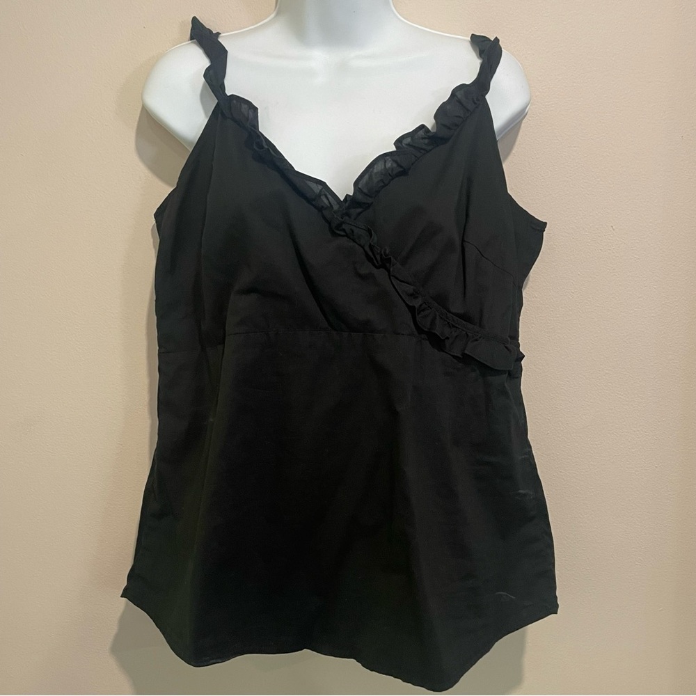 Gap Black Ruffle Crossbody Tank Top Clean Girl Minimalist Ballet-core Casual